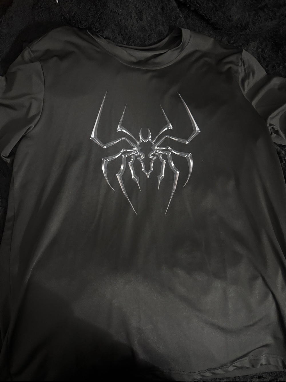 NFINITY Black Short-Sleeve Tee with Silver Spider Emblem